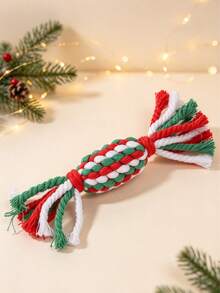 PETSIN Christmas Pet Rope‑Knot Toy Set, Hand‑Braided Candy Cane, Bone & Christmas Tree Shapes, Interactive Teeth‑Cleaning Chew Toys For Small & Medium Dogs, Christmas Gifts For Pets - Multicolor - View 7