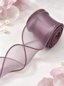 Wave Edge Organza Ribbon Roll, Sheer Shimmer Wavy Chiffon Ribbon, Transparent Organza Ribbon For Gift Wrapping, Flower Bouquet, Wedding Party, DIY Hair Bow & Craft Decoration - multicolor - View 5