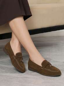 Sleekvia Retro British Style Loafers, Women's Flat-Soled Soft-Soled Shoes Are Not Tired Of Commuting, Low Vamp Shoes Fall Shoes - Chocolate Brown - View 1