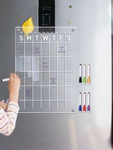 Magnetic Acrylic Weekly Planner Calendar, Erasable Message Writing Board, Wipeable Fridge Magnet For Home Kitchen Note Reminder - 50 - View 6