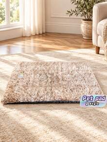 1pc Washable Pet Mat, Non-Slip Heat Retention Warm Pet Cushion, Dog Bed Cat Bed Universal For Dogs & Cats, All Seasons Use For Dog Crate, Sofa, Car & Floor - Khaki - View 1