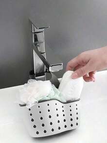 1PC Two Tier Adjustable No Drill Quick Drain Silicone Durable Lightweight Rustproof Space Saving Over Sink Kitchen Storage Basket Hanging Rack Bathroom Shelf Organizer Box For Kitchen Bathroom Home Apartment Dorm Countertop Cabinet Daily Use Supplies - multicolor - View 5