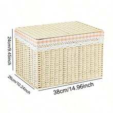 1pc Handmade Woven Storage Box Organizer Bin Bohemian Style Home Living Room Bedroom Closet Decor Container Basket Furniture Accessory Gift - default - View 12
