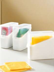 Contenedor de almacenamiento de queso rebanado, Contenedor de almacenamiento de queso rebanado para refrigerador, Bolsas de café y té, Almacenamiento de paquetes de ketchup, Contenedor de almacenamiento de embalaje para encimera, Contenedor de almacenamiento para cocina y refrigerador, Contenedor de almacenamiento de plástico - Multicolor - Ver 5