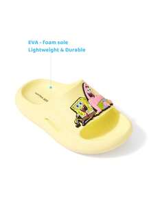 SpongeBob SquarePants | SHEIN 可愛卡通兒童拖鞋，兒童快乾浴室拖鞋，輕量耐用 EVA 材質，適合室內外穿著 - 黃色 - 查看 2