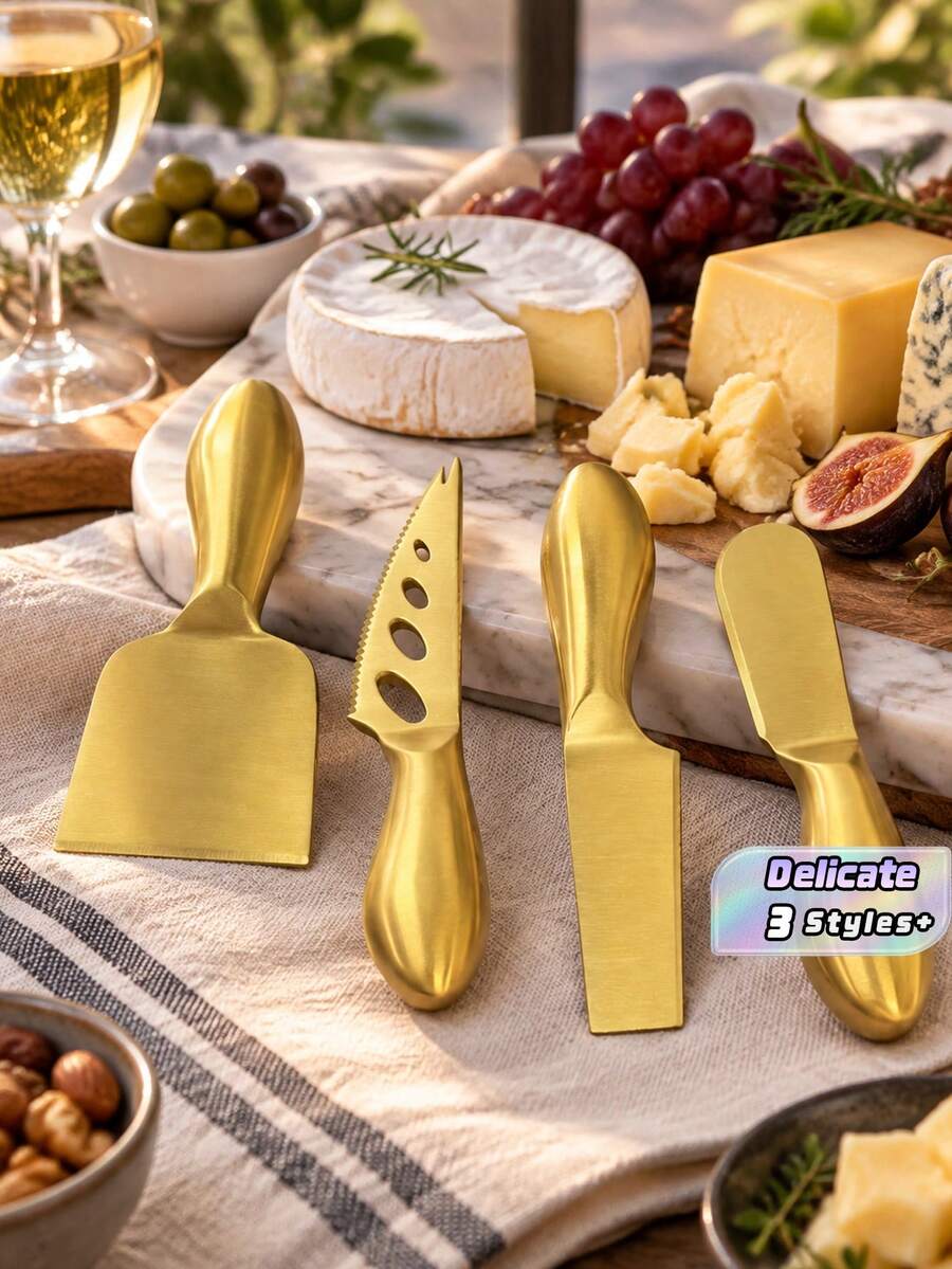 Cheese Knife Set In Silver And Gold, Kitchen Supplies, Baking Tools, Christmas Gift - Multicolor - View 1