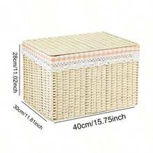 1pc Handmade Woven Storage Box Organizer Bin Bohemian Style Home Living Room Bedroom Closet Decor Container Basket Furniture Accessory Gift - default - View 10