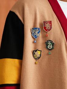 HARRY POTTER X SHEIN 4 Pcs/Set Vintage Alloy Emblem Pin Brooch Collectibles Gifts,Back To School - Multicolor - View 2