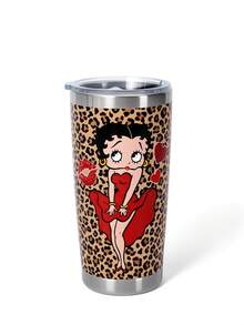 Betty Boop x SHEIN 20盎司不鏽鋼保溫車用咖啡杯，適合創意禮物、節日禮物、返校季 - 棕色 - 查看 6