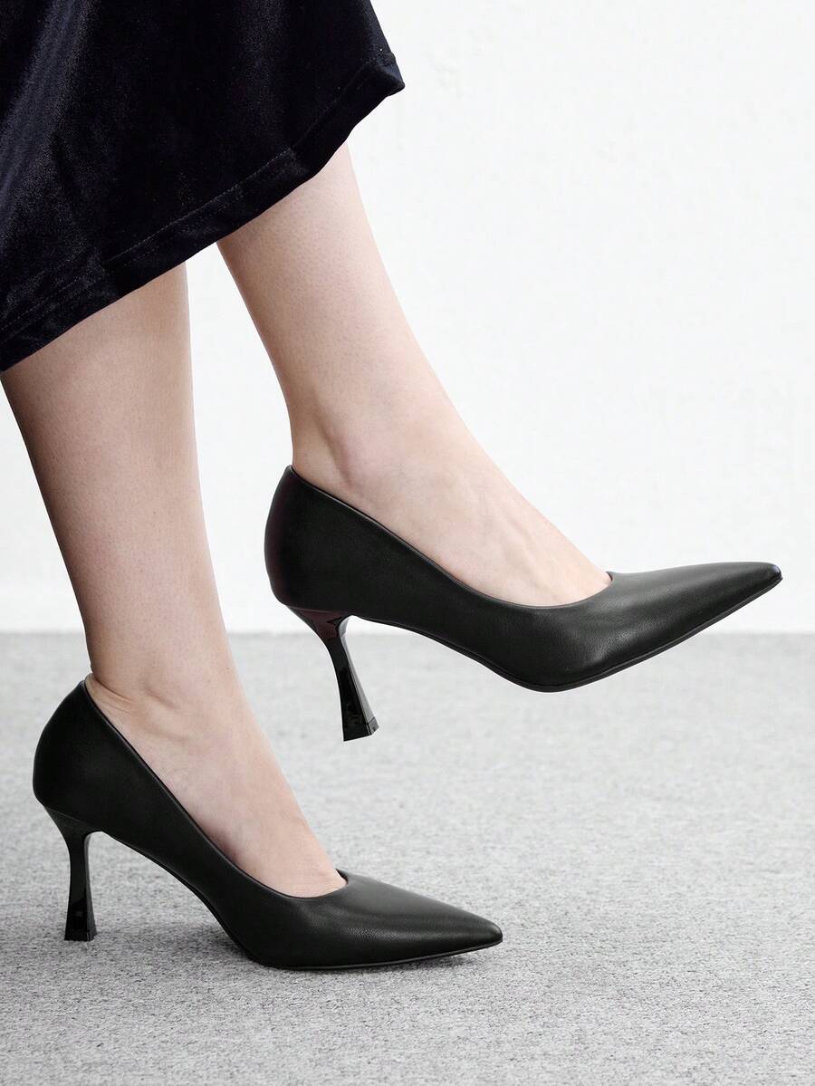 CUCCOO BIZCHIC Women's Fashion Elegant Commuter Simple Pointed Women's Leather Shoes Fall Shoes - Classic Black - View 1