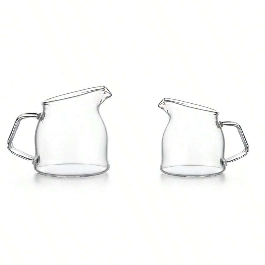 Heat Resistant Borosilicate Glass Milk Pitcher, Clear Creamer Jug With Handle & Anti Drip Spout For Coffee Milk Sauce - transparent - View 1