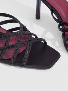 CUCCOO SZL Summer New Laser Drilling With High Heels And Women's Slippers - Black - View 6