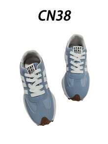 2026 Women'S Thick Sole Chunky Sneakers, Casual Lace-Up Platform Shoes, Breathable Patchwork Design, Comfortable For Spring/Summer - Blue - View 11