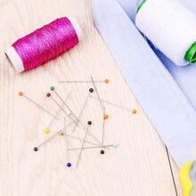 100/200/400/600pcs Sewing Needles Set, With Faux Pearl Head, Straight Quilting Needles, Multi-Color Ball Head Needles, With Hanging Plastic Storage Box, Suitable For DIY Sewing Crafts, Garment Making, Jewelry Decoration And Fabric Making. - multicolor - View 6