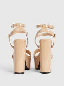 CUCCOO LuxiPop Open-Toed Thick Heels Women's Shoes Sandals Double Loop Buckle Adjustable Platform Banquet Dating A Variety Of Scenes Fashion High Heels - Apricot - View 5