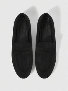 Sleekvia Women's Spring Fall Shoes Black Matte Suede Classic Penny Loafers Round Toe Flat British Style Commute Slip-On - Black 1 - View 2