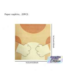 20PCS/Bag Cartoon Ear-Themed Decorative Napkins Printed Napkins Perfect For Parties, Celebrations, Restaurants, And Bakeries - Multicolor - View 2