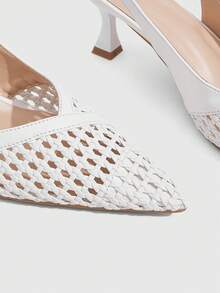 CUCCOO SZL Women's Fashion Pointed-Toed Woven Shoes Are Suitable For Dinner Parties, Dating, Commuting Temperament, Socialite High-Heeled Shoes - White - View 5