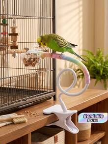 1 Piece Adjustable Bird Perch With Strong Colorful Cord, Multi-Functional Platform For Bird Cage Training And Cleaning - View 2