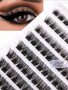 1box 120cluster Brown Cluster Eyelashes D Curl Grafting Individual Volume Lashes Extension Makeup Tool For Natural And Dramatic Look Fake Eyelashes DIY At Home Lash Clusters,Eye Lash Clusters,Individual Eyelashes,Lashes,Fake Lashes - Black - View 2