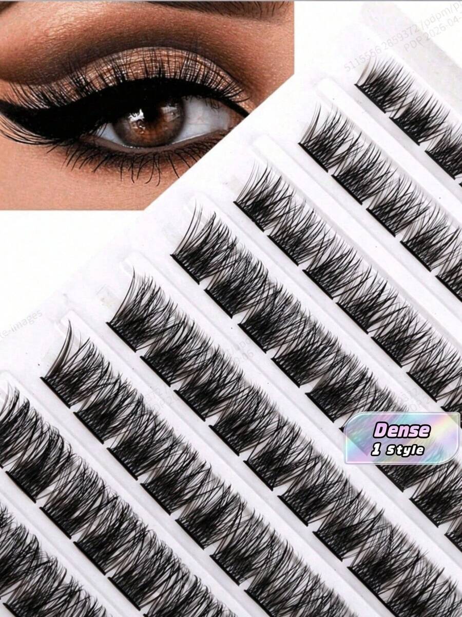 1box 120cluster Brown Cluster Eyelashes D Curl Grafting Individual Volume Lashes Extension Makeup Tool For Natural And Dramatic Look Fake Eyelashes DIY At Home Lash Clusters,Eye Lash Clusters,Individual Eyelashes,Lashes,Fake Lashes