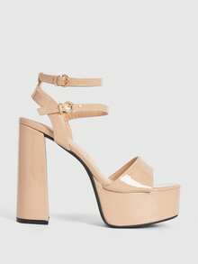 CUCCOO LuxiPop Open-Toed Thick Heels Women's Shoes Sandals Double Loop Buckle Adjustable Platform Banquet Dating A Variety Of Scenes Fashion High Heels - Apricot - View 4