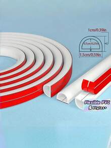 1/2/3/4/5/6M Length 15Mm Wide PVC Cable Management Raceway, Invisible Decorative Cord Cover, Anti-Step Protector Sleeve With End Caps, Self Adhesive Flexible Cable Duct. - various - View 1