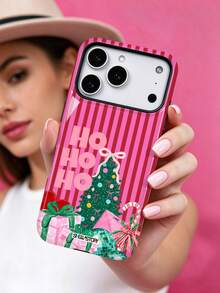 ShellaStory The Rose-Red Striped Pink-Themed Christmas Tree Phone Case ...