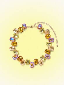 Popjeli Multi-Color Light-Color Geometric Pattern Fashionable Versatile Simple Retro Personalized Necklace - Yellow Gold - View 4
