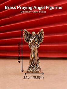 Vintage Brass Praying Angel Figurine Mini Metal Winged Angel Statue, Religious Desktop Miniature Ornament, Retro Collectible Decor & Gift - multicolor - View 5