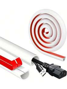 1/2/3/4/5/6M Length 15Mm Wide PVC Cable Management Raceway, Invisible Decorative Cord Cover, Anti-Step Protector Sleeve With End Caps, Self Adhesive Flexible Cable Duct. - various - View 2