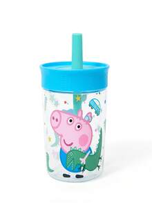 Peppa Pig X SHEIN 450ml / 15oz 防漏旋蓋兒童吸管杯，附吸管，Tritan材質 - 藍色 - 查看 3