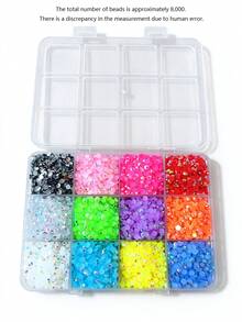 1 Set,12 Colors,Sparkling Resin Crystal Rhinestones With Tools, Flat Back Mixed Gems For DIY Crafts, Clothes, Shoes, Cups And Fabrics - multicolor - View 3