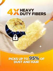 Heavy Duty Duster Refills With 1 ExtensionRetractable Pole + 1 Short Handle, Suitable For RotaryDusting Brushes, Multisurface 360° Larger Size DustersWith 4X Microfibers, Unscented Disposable Dusters ForCleaning Home, Blinds, Fans, Corners - one size fits all - View 7