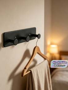 Stainless Steel Wall Hooks No Drill Adhesive Coat Rack Rack For Door Hallway Clothes Hanger Strong Hold Multi Hook - one size fits all - View 1