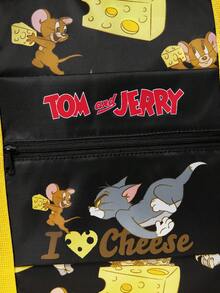 TOM & JERRY X SHEIN 印花可折疊大號旅行托特包，前置拉鍊口袋，可折疊設計，適合旅行、健身房及日常行李收納 - 彩色 - 查看 5