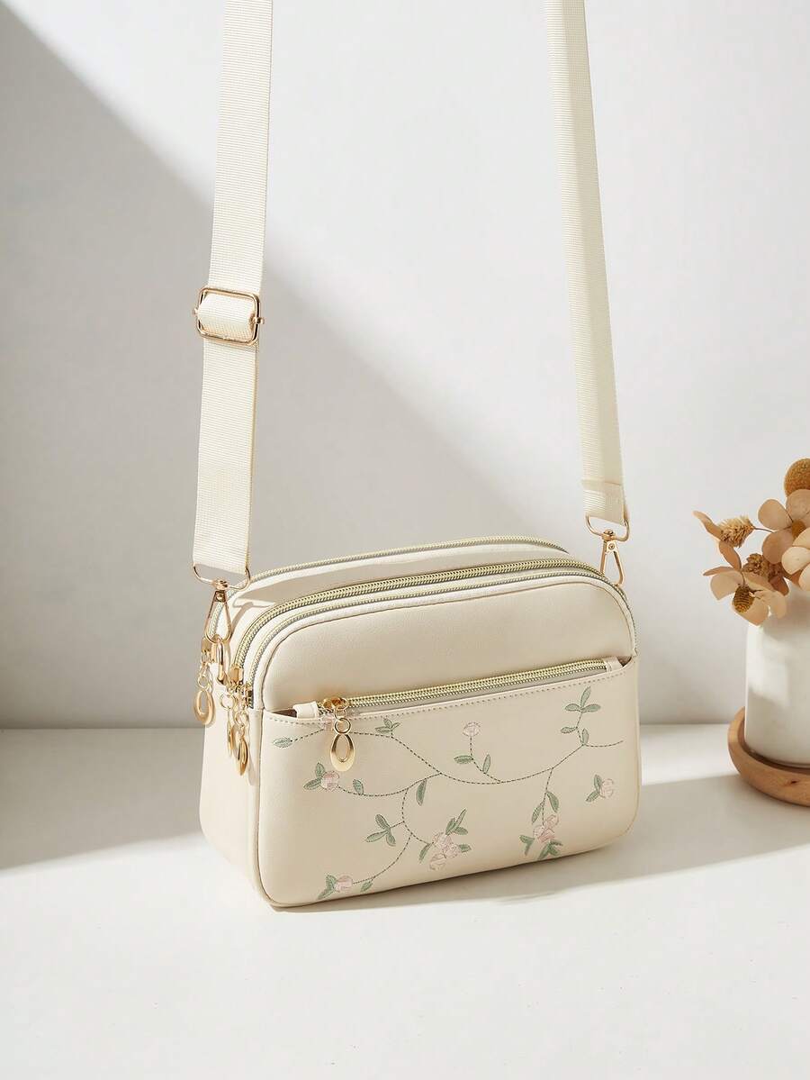 SIENNITY Uma Bolsa Transversal Casual Feminina com 4 Bolsos com Zíper ...