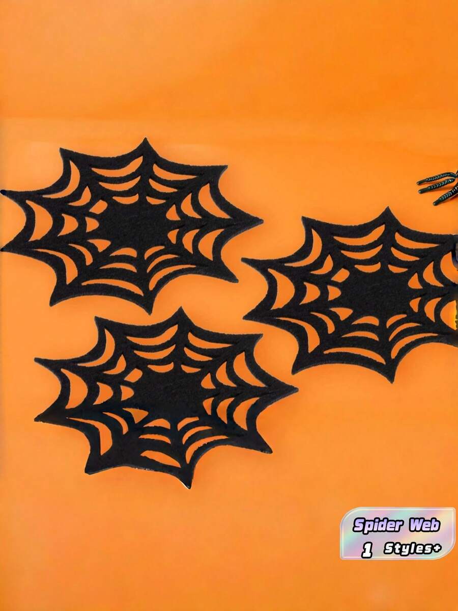 5 Packs Halloween Spider Web Drink Coasters, 4.3x4.3 Inch Non-Woven Cup ...