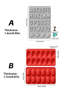 2 Styles Silicone Baking Molds Set, Alphabet Letter Silicone Mold & Shell Madeleine Cake Mold, Non-Stick Mould For Chocolate, Candy, Cookie, Baking - Multicolor - View 8