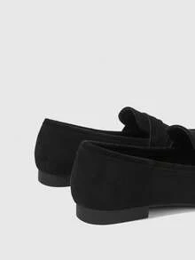 Sleekvia Women's Spring Fall Shoes Black Matte Suede Classic Penny Loafers Round Toe Flat British Style Commute Slip-On - Black 1 - View 9