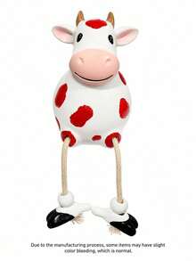 Joivida 1Pc Smiling Spotted Hanging Rope Leg Cow Resin Figurine, 4 Vibrant Colors, Shelf Edge Sitter Decorative Statue For Home, Desk, Garden, Patio & Fence - multicolor - View 13