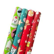 1Roll Is About 300 Cm Christmas Wrapping Paper, Double Sided Printed Gift Wrap Sheet, Santa Snowman Snowflake Pattern Holiday Wrapping Paper For Christmas Gift Packaging, Xmas Party Decor, Gift Wrapping Supplies, 2 Designs Per Set - multicolor - View 5