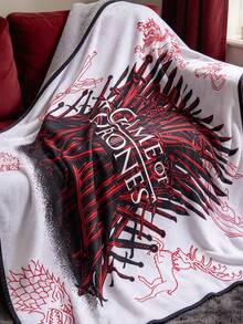 Game of Thrones X SHEIN 1件裝可愛印花加厚毯，柔軟保暖不易掉毛，多尺寸可選，適用沙發、床鋪、午休使用 - 彩色 - 查看 4