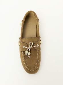 Nöista Classic Moccasin Loafer In Soft Faux Suede With Bead And Lace Detailing, Apron Stitching And A Flexible Sole For Everyday. - Brown - View 5