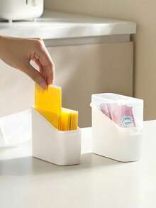 Contenedor de almacenamiento de queso rebanado, Contenedor de almacenamiento de queso rebanado para refrigerador, Bolsas de café y té, Almacenamiento de paquetes de ketchup, Contenedor de almacenamiento de embalaje para encimera, Contenedor de almacenamiento para cocina y refrigerador, Contenedor de almacenamiento de plástico - Multicolor - Ver 6
