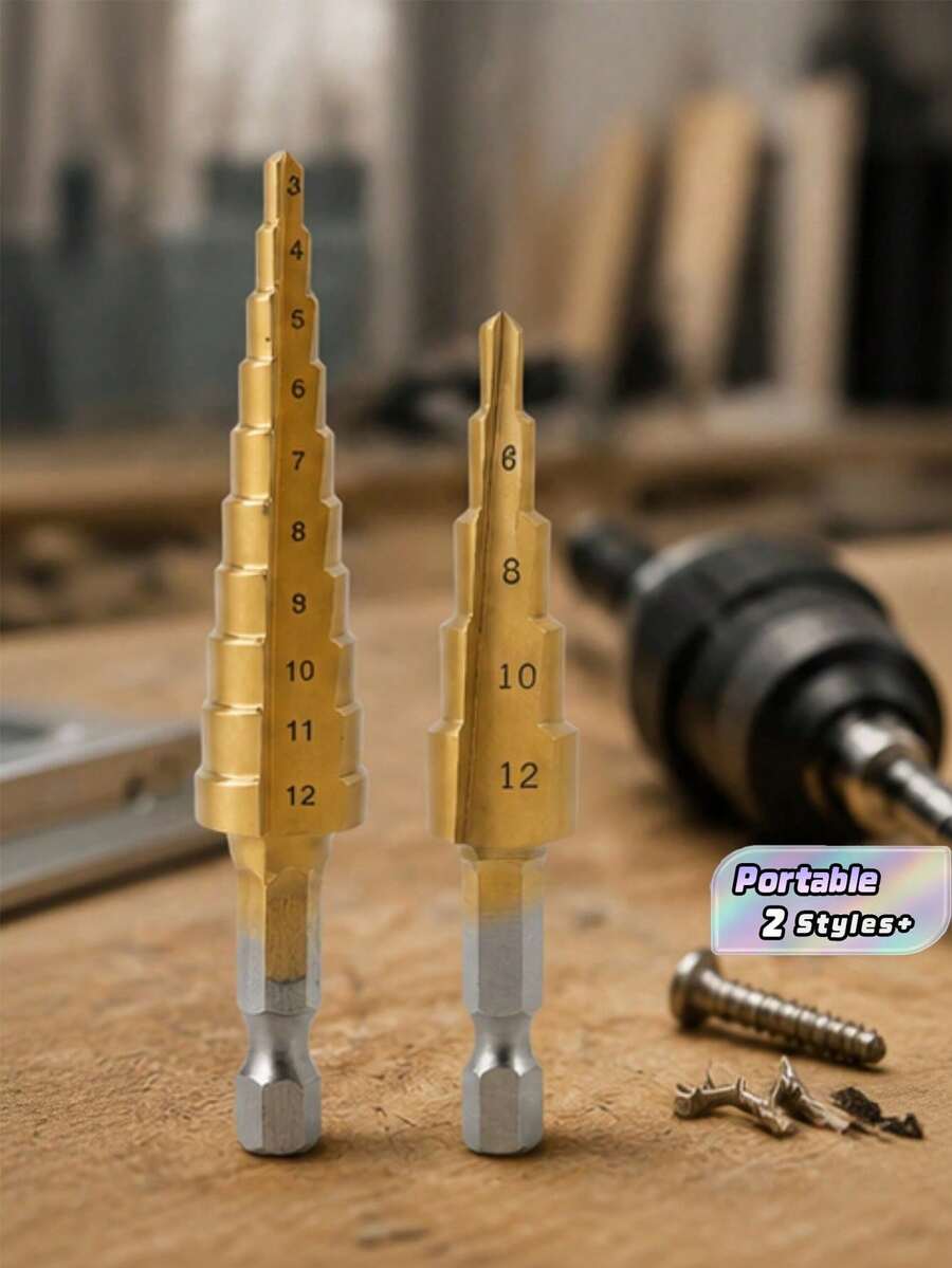 Titanium Coated Step Drill Bit, Hex Shank Multi‑Size Hole Opener, High ...