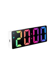 Teckwe LED Digital Electronic Clock Bedside Alarm Clock, 3-Level Adjustable Brightness, Mirror Alarm Clock With Temperature Display, Bedroom Clock, Room Decor, Home Decor. - one-size - View 11