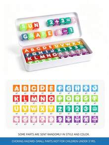 MINKOJA 40Pcs Letter Number Magnetic Blocks Set, Transparent Color Magnetic Cubes, English Spelling & Math Early Education Toy, Portable Metal Box, Kids Preschool Educational Gift - Multicolor - View 7