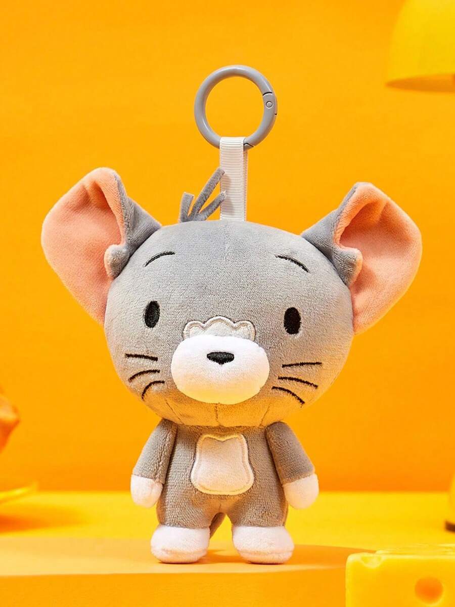 TOM & JERRY 聯名 3D 毛絨吊飾鑰匙圈,可愛立體造型,經典設計,可掛在包包、鑰匙圈、書包等 - 灰色 - 查看 1
