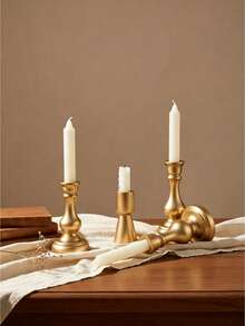 1pc Gold European Style Candle Holder Decorative Stand For Bedroom Living Room Wedding Party Home Table Centerpiece Holiday Housewarming Gift Idea - multicolor - View 7